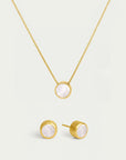 Rainbow Moonstone Studs and Necklace Set